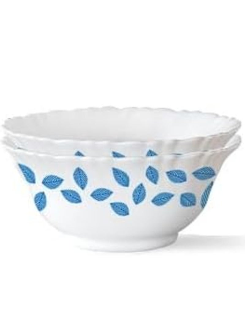 British Chef 10 Pieces Opalware Dinner Sets- Microwave & Dishwasher Safe-Blue Leaves Dinnerware set with 4-Piece Full Plate/2-Piece Side Plates/ 2-Piece Soup Bowls/2-Piece Spoons- White  - Image 4