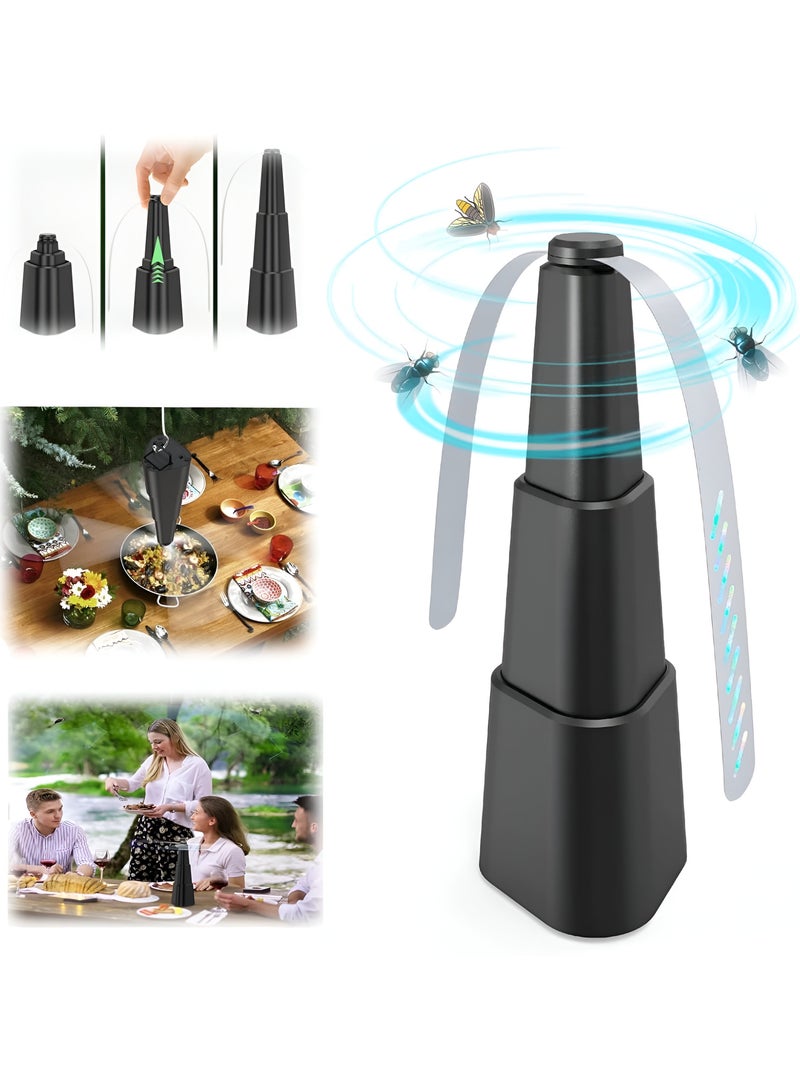 Scrolls Fly Repellent Fans, Repellent Outdoor Indoor Keep Flies Away, Table Top Fan Fly Spinner with Holographic Blades for Picnic Patio Home, 24.98 x 8.38 cm - Image 1