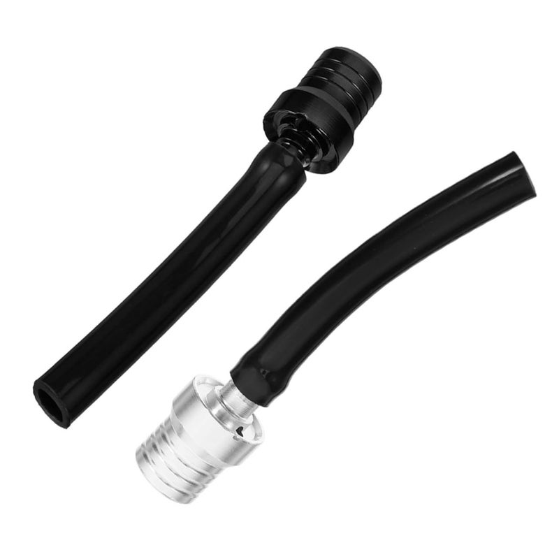 Unomor 2pcs Black CNC Aluminum ATV Fuel Tank Cap Gas Vent Hose Manual - Image 2