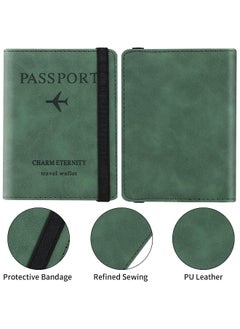 FLOWING Passport Holder Wallet Cover Case, Passport Case with RFID Blocking, PU Leather Travel Document Holder for Men&Women Travel Accessories (Green)  - Image 5