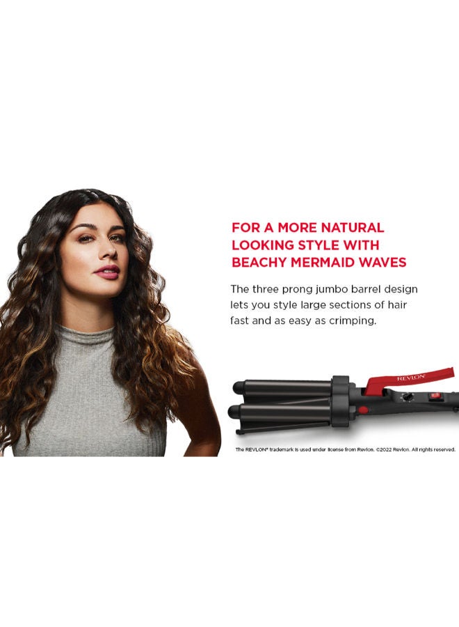 Revlon 3 Barrel Jumbo Hair Waver Long-Lasting Natural Looking Waves RVIR3056ARB - Image 2