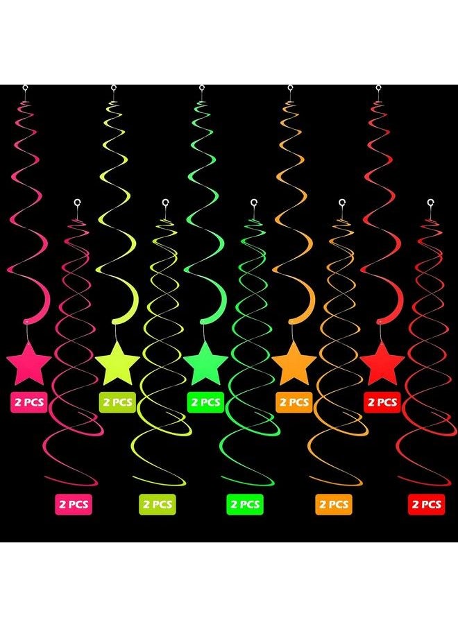 WILLBOND 20 Pieces Neon Glow Party Supplies Set Hanging Swirl Decorations Neon Star Swirl Hanging Decorations For Neon Party Glow Party Ceiling Decorations  - Image 5