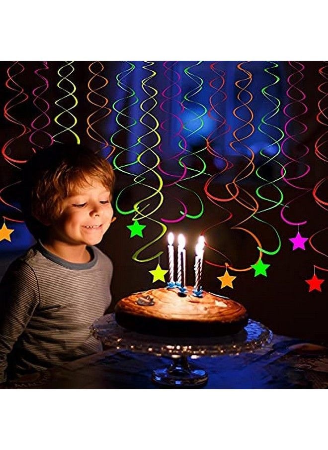 WILLBOND 20 Pieces Neon Glow Party Supplies Set Hanging Swirl Decorations Neon Star Swirl Hanging Decorations For Neon Party Glow Party Ceiling Decorations  - Image 4