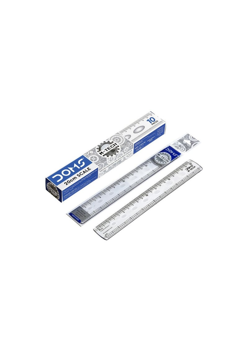DOMS Pack of 10 Pcs of 20cm Length Transparent Scale, - Image 2