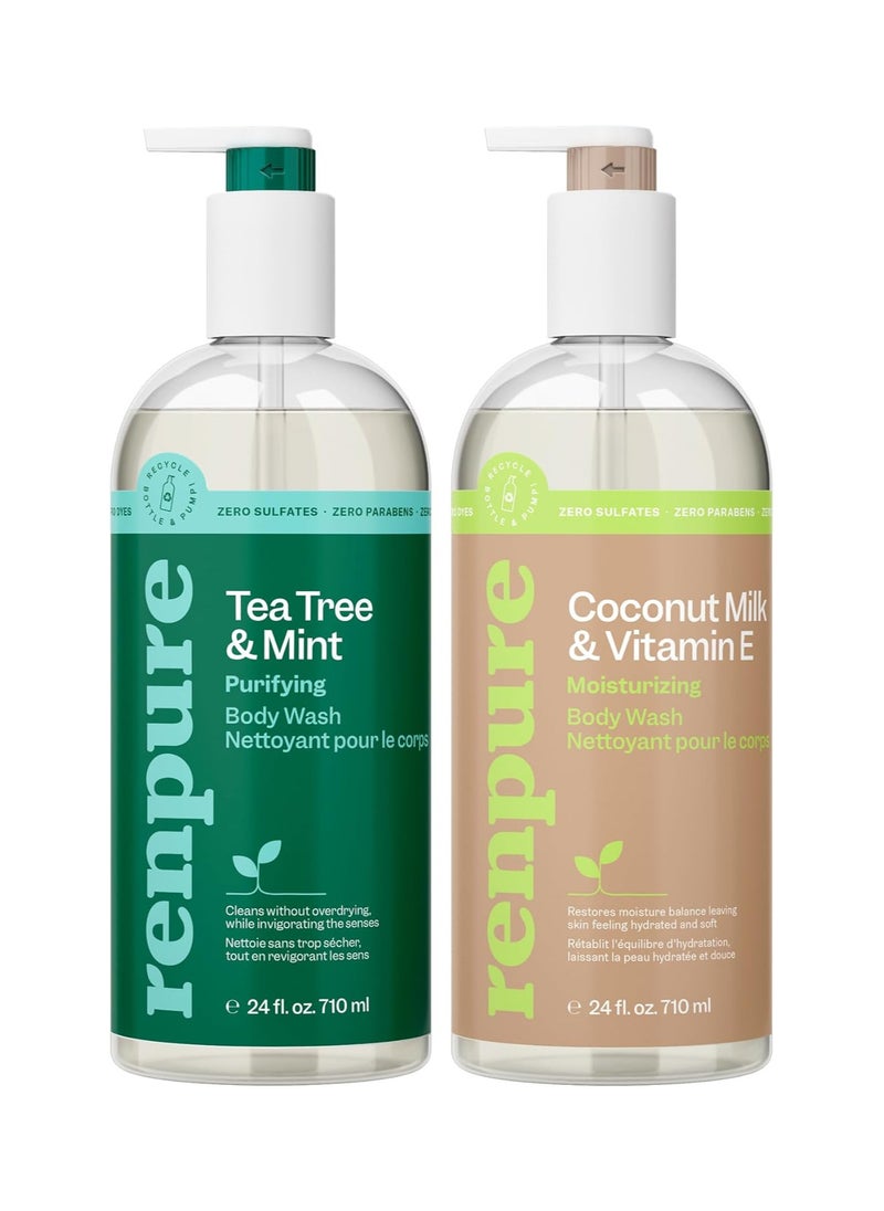 Renpure - Tea Tree Mint Oil & Coconut Vitamin E, Sulfate Free Moisturizing Body Wash 24 Oz - Image 1