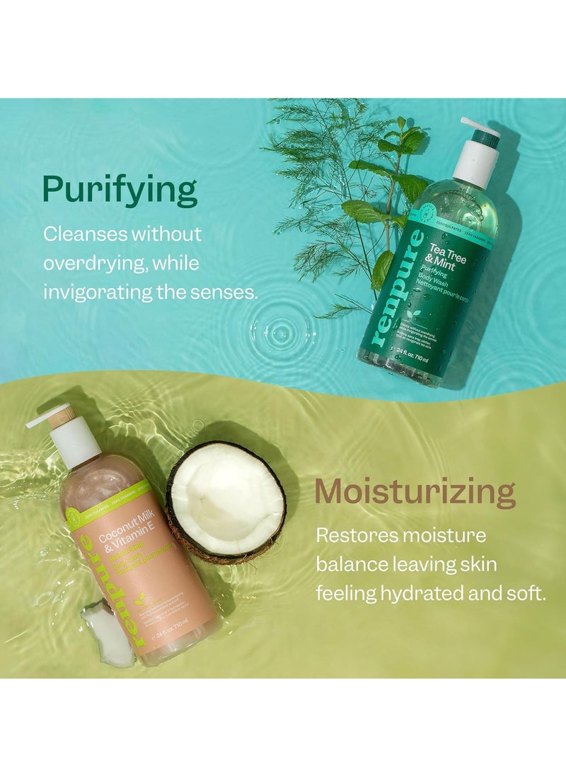 Renpure - Tea Tree Mint Oil & Coconut Vitamin E, Sulfate Free Moisturizing Body Wash 24 Oz - Image 1