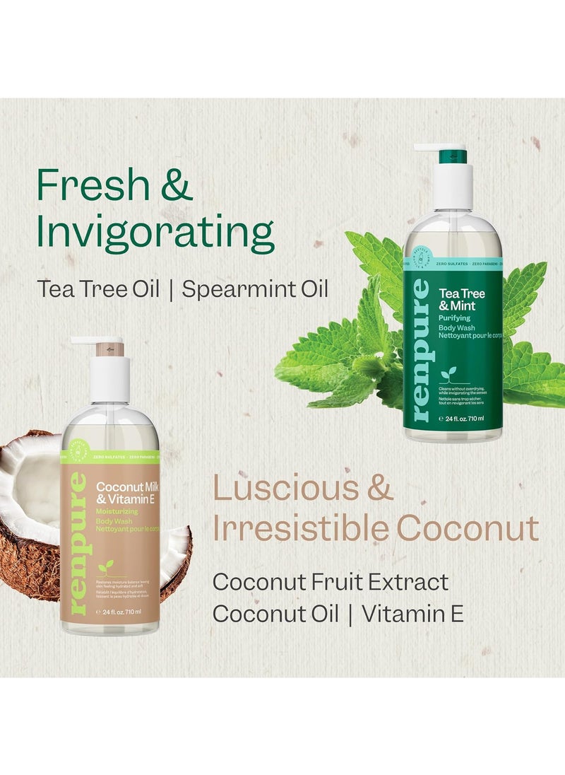 Renpure - Tea Tree Mint Oil & Coconut Vitamin E, Sulfate Free Moisturizing Body Wash 24 Oz - Image 1
