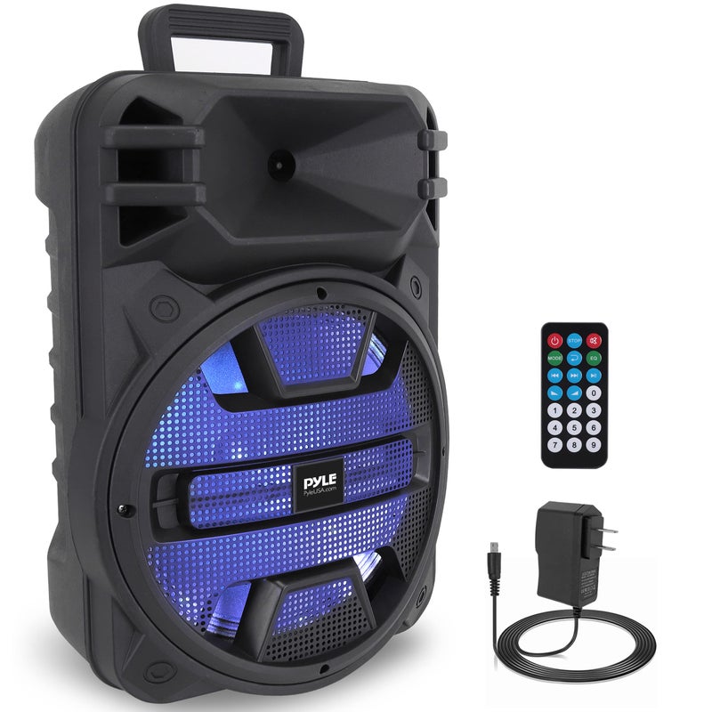 Pyle Portable Bluetooth PA Speaker System 800W Outdoor Bluetooth Speaker Portable PA System w Microphone In Party Lights USB SD Card Reader FM Radio Rolling Wheels Remote Control