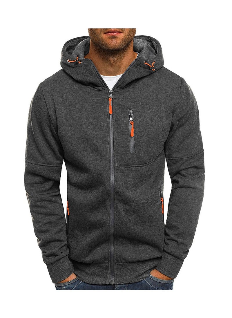 KUYING Sports And Leisure Jacquard Cardigan Hooded Sweatshirt 