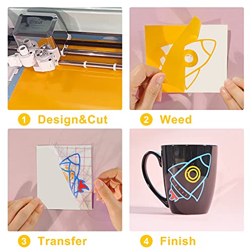 Lya Vinyl 74 Pack Permanent Vinyl for Cutting Machine - 40 Color Self Adhesive Vinyl with 2 Transfer Paper for Decor Sticker, Party Decoration - Image 4