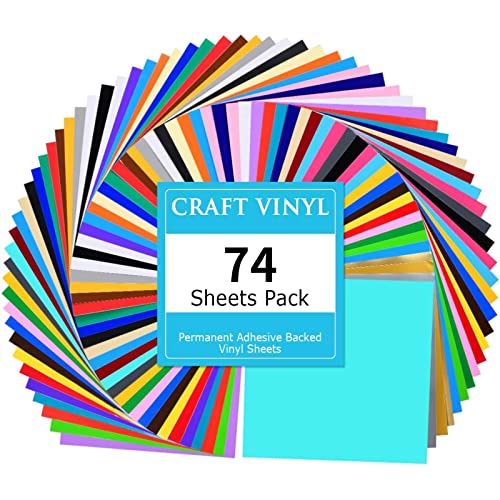 Lya Vinyl 74 Pack Permanent Vinyl for Cutting Machine - 40 Color Self Adhesive Vinyl with 2 Transfer Paper for Decor Sticker, Party Decoration - Image 1