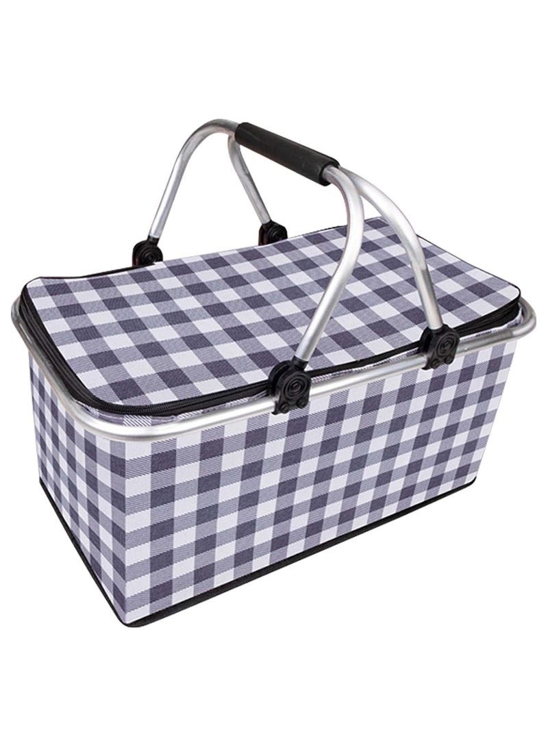 Generic Foldable Picnic Basket,Leak Proof Collapsible Cooler Bag With Lid Premium Insulated Organizer Storage Basket For Outdoor Adventures, Family Gatherings, Camping, Barbecue, Shopping, Travel  - Image 1