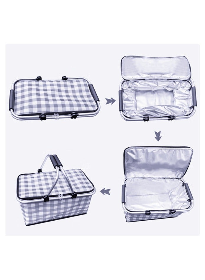 Generic Foldable Picnic Basket,Leak Proof Collapsible Cooler Bag With Lid Premium Insulated Organizer Storage Basket For Outdoor Adventures, Family Gatherings, Camping, Barbecue, Shopping, Travel  - Image 3