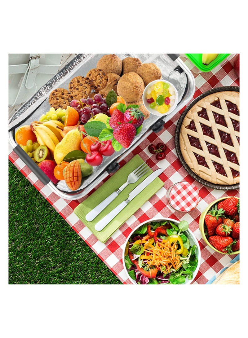 Generic Foldable Picnic Basket,Leak Proof Collapsible Cooler Bag With Lid Premium Insulated Organizer Storage Basket For Outdoor Adventures, Family Gatherings, Camping, Barbecue, Shopping, Travel  - Image 5