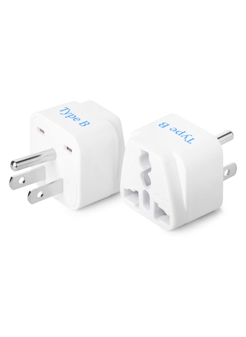 Ceptics Ceptics India us Converter Plug India to USA Canada More Type B Universal Travel Adapter Plug CE Certified RoHS Compliant White 2 Pack 5 Years Warranty  - Image 1
