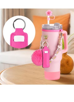 sokany Rain Cup Accessories for Stanley Cup 30oz 40oz Tumbler with Handle, Including Water Bottle Handle Strap, Chapstick Holder, Boot, Keychain Charms, Straw Topper Cover Cap for Stanley (Pink)  - Image 5