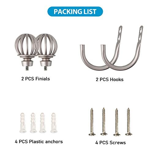 Kowibcl 2pcs Curtain Holdbacks, Curtain Hooks for Drapes with Screws Wall Mounted, Decorative Drapery Holdbacks for Bedroom Livingroom Office, Satin Nickel Curtain Tiebacks - Image 3