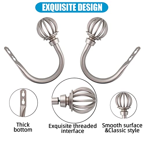 Kowibcl 2pcs Curtain Holdbacks, Curtain Hooks for Drapes with Screws Wall Mounted, Decorative Drapery Holdbacks for Bedroom Livingroom Office, Satin Nickel Curtain Tiebacks - Image 4