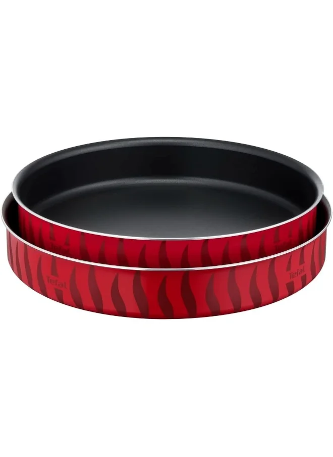 Tefal TEFAL Baking Pans | Les Spécialistes | 2-Piece Set | Kebbe Dishes | 28/30 cm | Non-Stick Coating | Aluminum | Heat Diffusion | Easy Cleaning | Red | Made in France | 2 Years Warranty