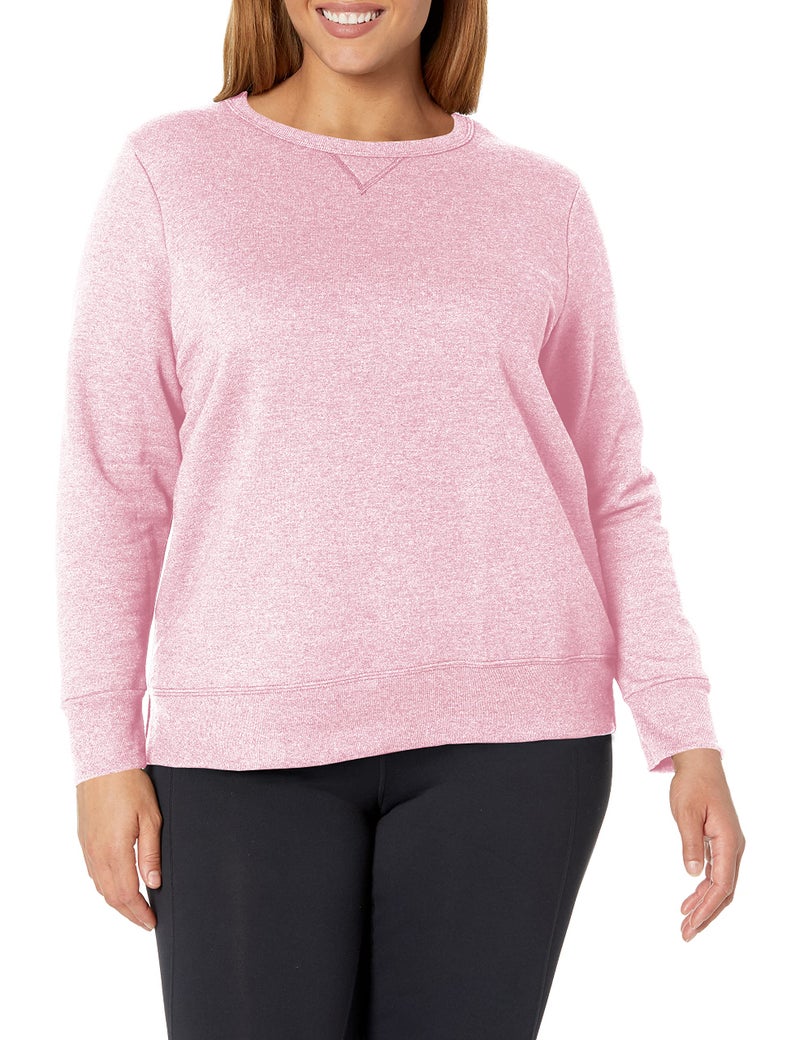 Hanes Just My Size Women's Plus-Size EcoSmart Sweatshirt with V-Notch, Pale Pink, 2X - Image 1