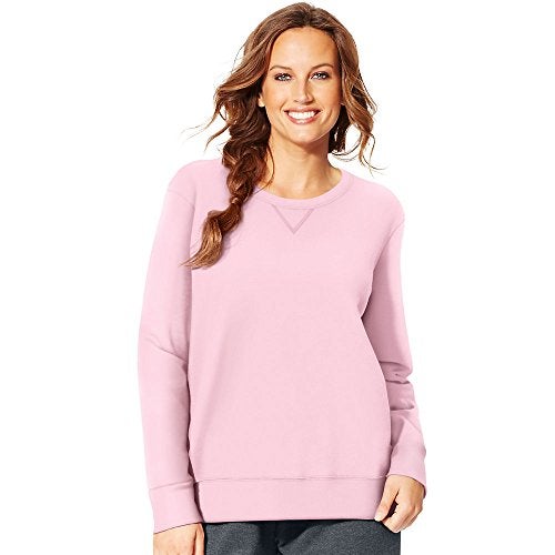 Hanes Just My Size Women's Plus-Size EcoSmart Sweatshirt with V-Notch, Pale Pink, 2X - Image 4
