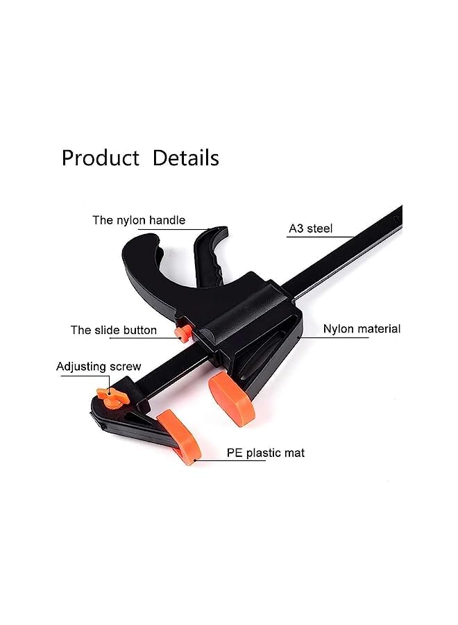 Goodern 4 Pcs Woodworking Clip,195 MM F Clamps Quick Release Practical Heavy Duty Carpenter Tools DIY Carpentry Hand Tool Kit Bar Clamp Spreader Rocker Clip for Wood Working - Image 4