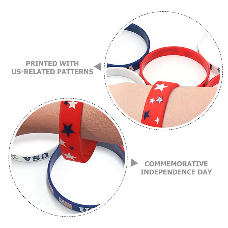 12pcs Independence Day Party Bracelets Silicone Patriotic Theme Wristband Silicone Bracelet - Image 2