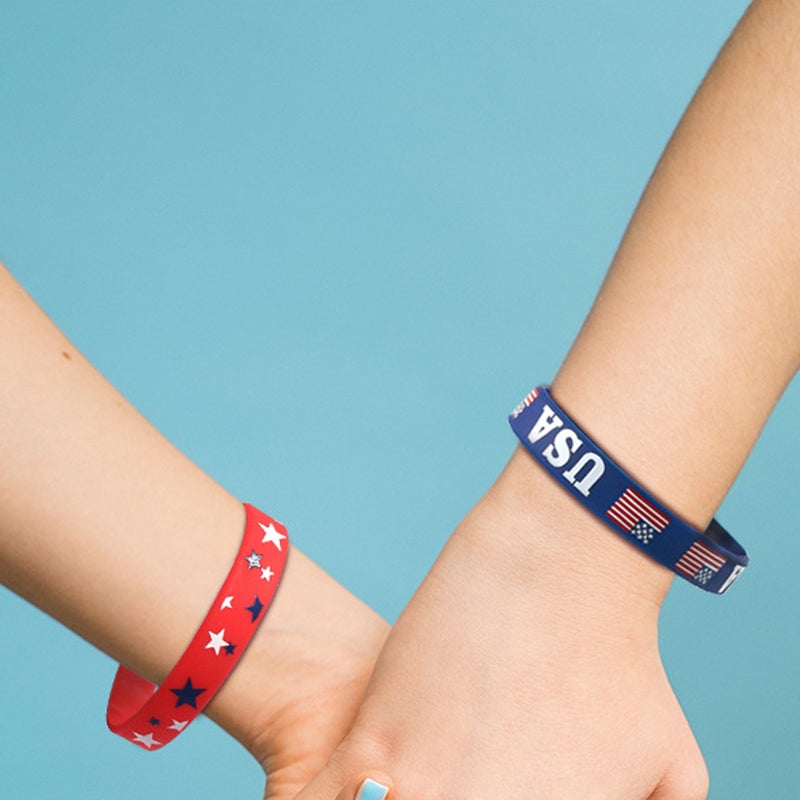 12pcs Independence Day Party Bracelets Silicone Patriotic Theme Wristband Silicone Bracelet - Image 4