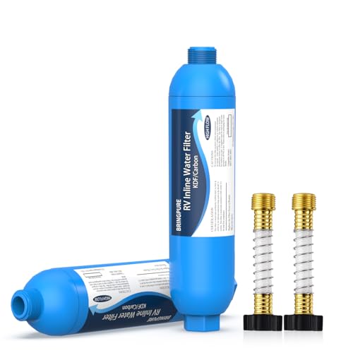 Bringpure RV Inline Water Filter with Flexible Hose Protector, NSF 42/372 Certified, Reduce Chlorine, Odor, Taste, Rust and Fluoride in Drinking Water, Dedicated for RVs and Marines, Pack of 2 - Image 1