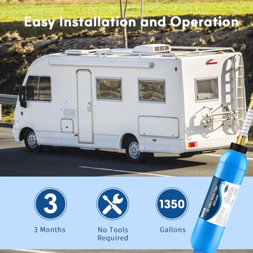 Bringpure RV Inline Water Filter with Flexible Hose Protector, NSF 42/372 Certified, Reduce Chlorine, Odor, Taste, Rust and Fluoride in Drinking Water, Dedicated for RVs and Marines, Pack of 2 - Image 5