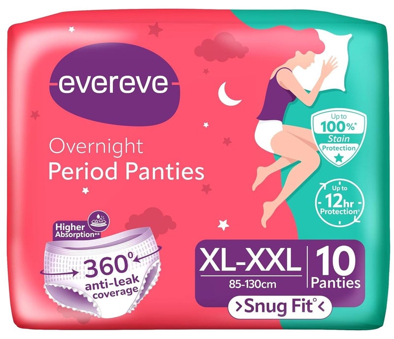 Evereve Period Panty For Girls & Women, (XL-XXL), 10 Pcs, 360 Degree Coverage, 0% Leaks, High Absorbency For Heavy Flow, Maternity Delivery Pads, Postpartum & Overnight Protection, Disposable Panty - Image 1