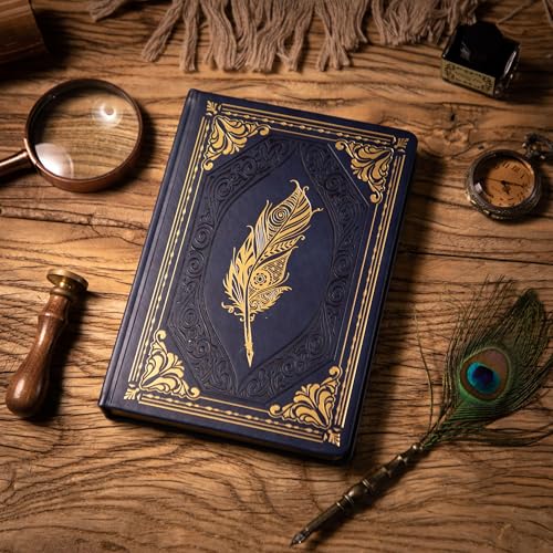CAGIE 320 Pages Thick Hardcover Journaling Notebooks Vintage Leather Journal for Women Men A5 College Ruled Journals for Writing with Gift Box, 5.7 x 8.3 in, Blue - Image 2