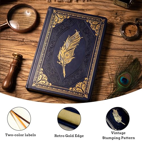 CAGIE 320 Pages Thick Hardcover Journaling Notebooks Vintage Leather Journal for Women Men A5 College Ruled Journals for Writing with Gift Box, 5.7 x 8.3 in, Blue - Image 4