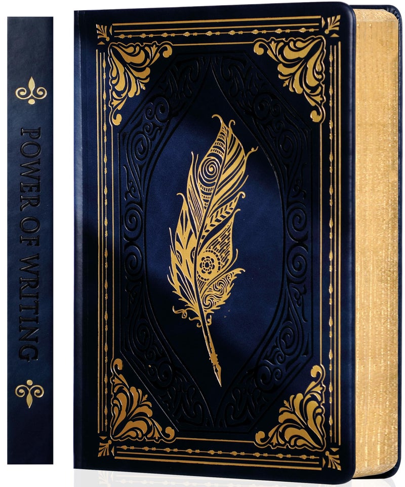 CAGIE 320 Pages Thick Hardcover Journaling Notebooks Vintage Leather Journal for Women Men A5 College Ruled Journals for Writing with Gift Box, 5.7 x 8.3 in, Blue - Image 1