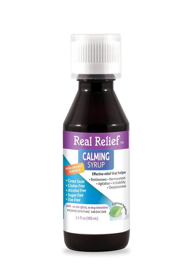 Real Relief شراب مهدئ حقيقي للإغاثة، تركيبة طبيعية لا تسبب النعاس - Jarabe Homeopatico Relajante para Estrés e Insomnio، 3.4 أونصة سائلة - Image 3