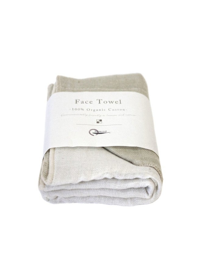 Nawrap 100% Organic Cotton, Face Towel, Green/Ivory - Image 2