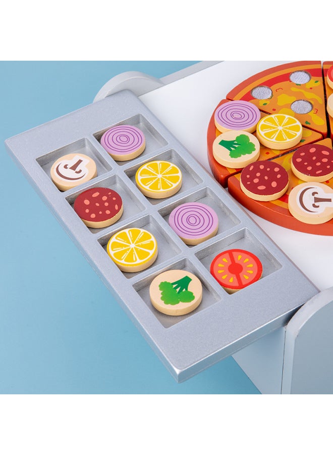 فرن بيتزا خشبي صناعي للأطفال، بيتزا تشيسيل، مطبخ لعب منزلي، تعليم مبكر، ألعاب تعليمية لعمر 3-6 سنوات، اللون: فرن أوروبي - Image 4