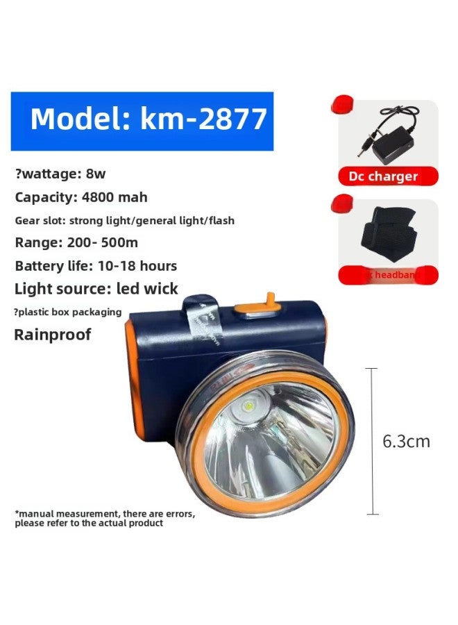 Kangming 8953 Flashlight Mini Kids Student Outdoor Home Lighting LED Rechargeable Plastic Flashlight-Product Specifications:Km-2877 Headlight (dual Lithium Battery)  - Image 1