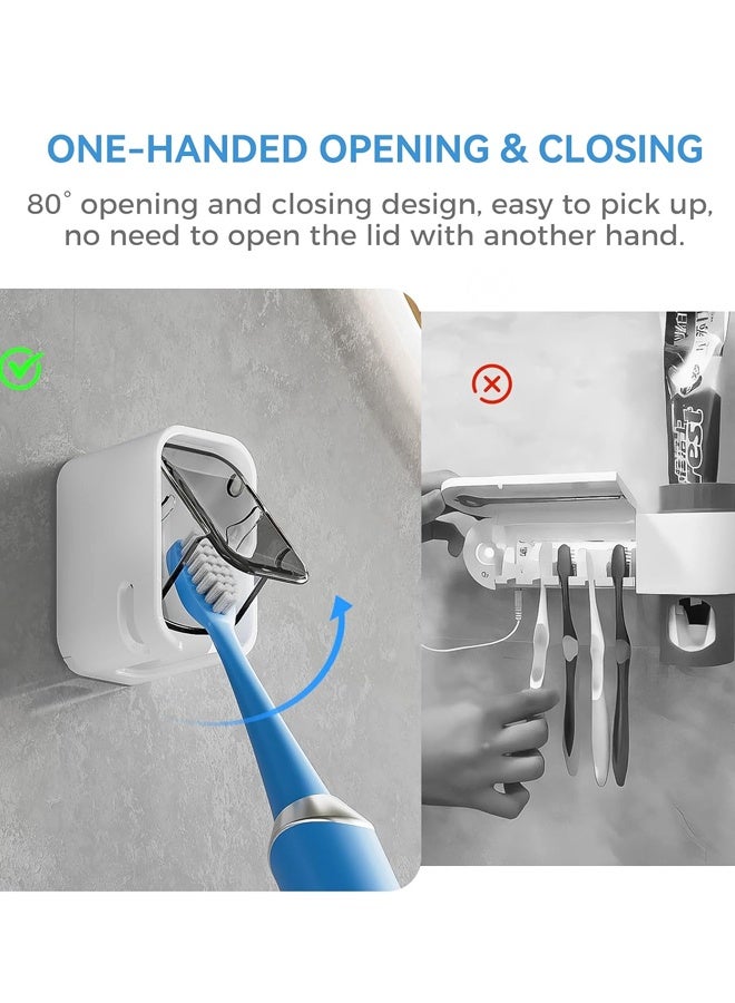 4 PCS Toothbrush Holder Wall Mounted with Cover for Shower, Single Toothbrush Dispenser Storage Organizer for Family & Travel - Image 4