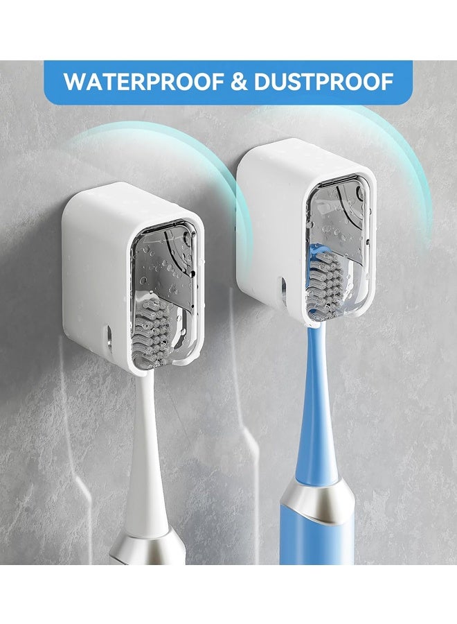 4 PCS Toothbrush Holder Wall Mounted with Cover for Shower, Single Toothbrush Dispenser Storage Organizer for Family & Travel - Image 3