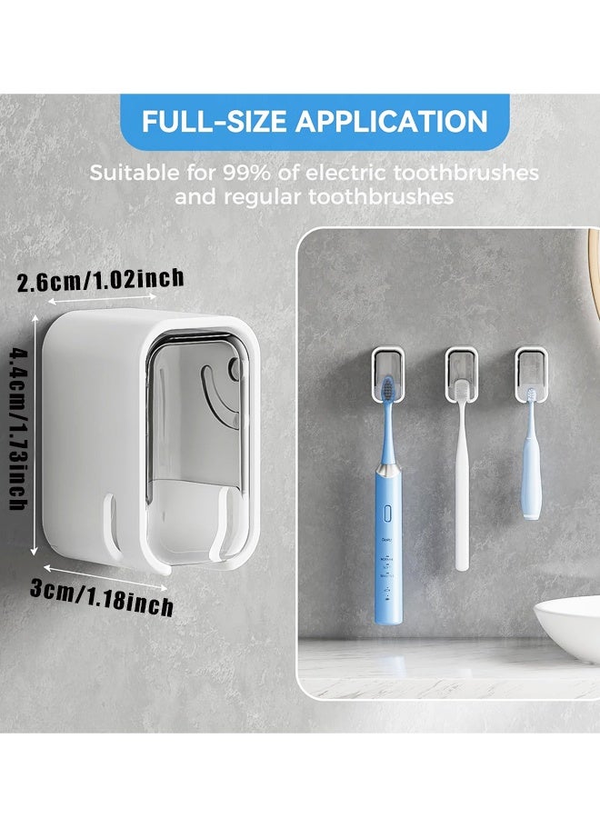 4 PCS Toothbrush Holder Wall Mounted with Cover for Shower, Single Toothbrush Dispenser Storage Organizer for Family & Travel - Image 2
