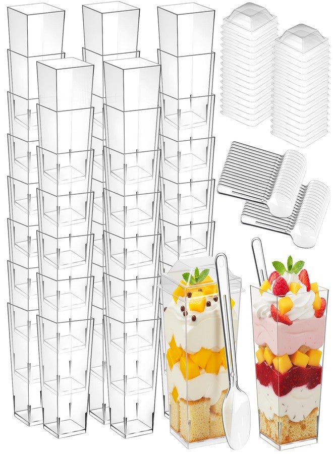 LifeIdeas 150 Pcs 3 Oz Mini Dessert Cups with Lids & Spoons, Reusable Plastic Parfait, Pudding & Shooter Cups for Parties, Ideal for Ice Cream, Fruit, and Cake, Clear Dessert Cups, Vasos para Postres con Tapa - Image 1