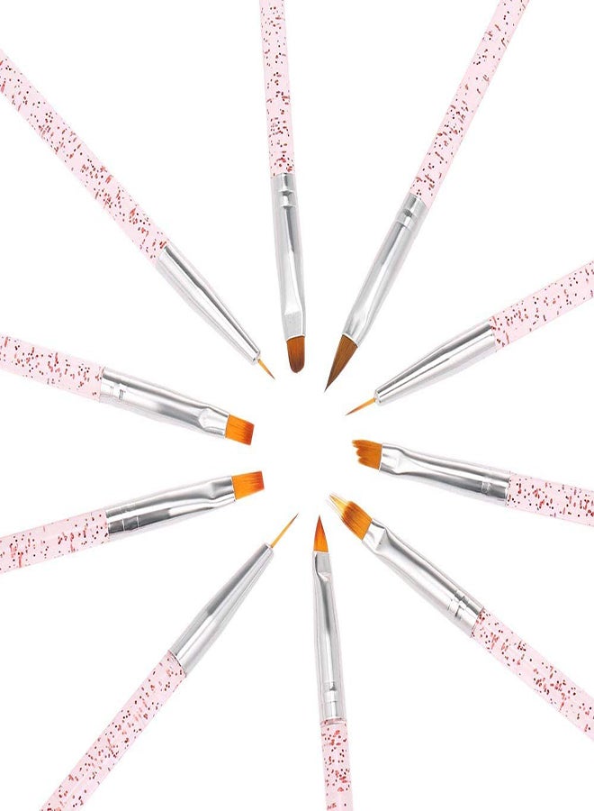 Excefore Nail Art Brush Set 10pcs Painting Drawing Pen Builder Flat Gradient Line UV Gel Acrylic Crystal Tips Design Nail Brushes Nail Art Design Painting Liner Pen Set Acrylic Nail Brush Kit - Image 4