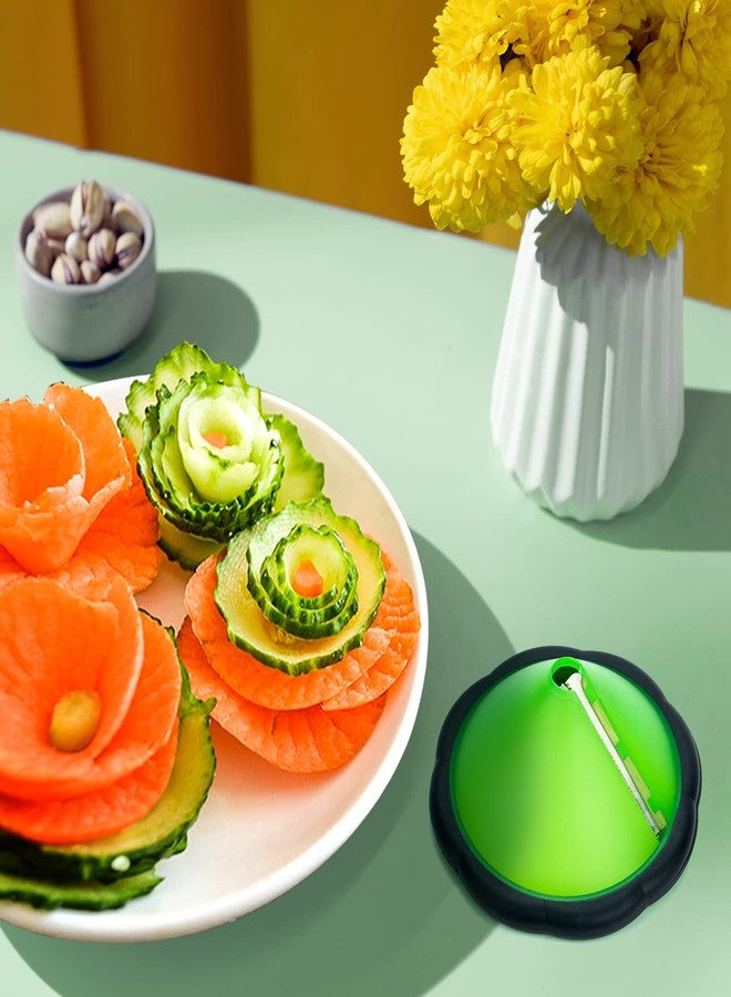 TXIN Carrot Curler and Peeler, Green Carrot Spiral Shred Slicer Root Vegetables Fruits Slicer Sharpener Garnishing Tool - Image 5