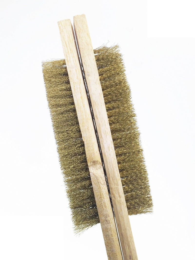 SWISSO 6 Line Brass Wire Brushes with Wood Handle Scratch Brush Industrial PRO Approx 10 Inch 6PC Pack of 1 - Image 3
