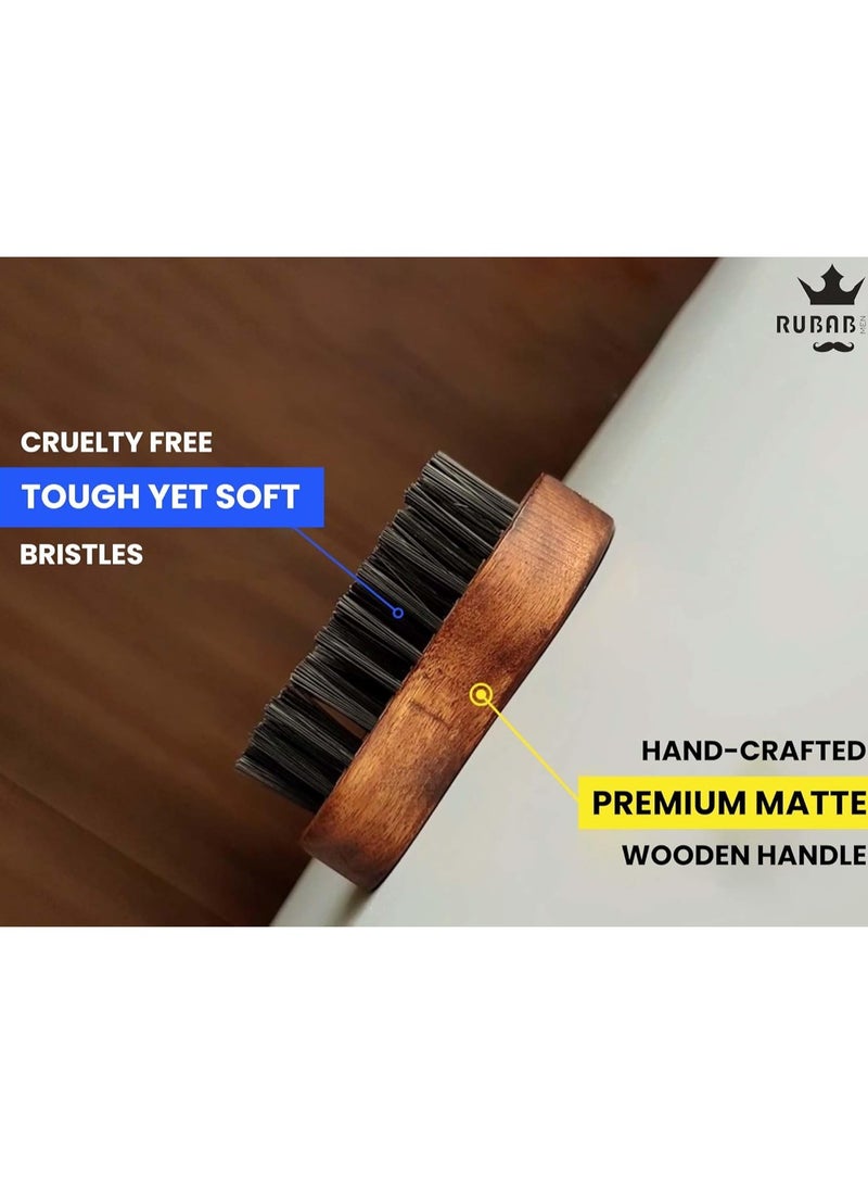 RUBAB MEN Nylon Bristle Beard Brush With wooden handle for Men travel Friendly  | Tame your Beard like a King! - Image 3