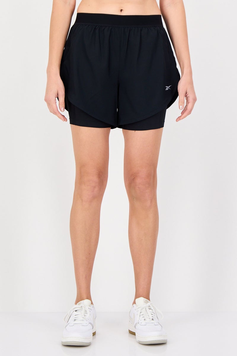 Reebok Women Sportswear Fit 2 in 1 Running Shorts, Black - Image 1
