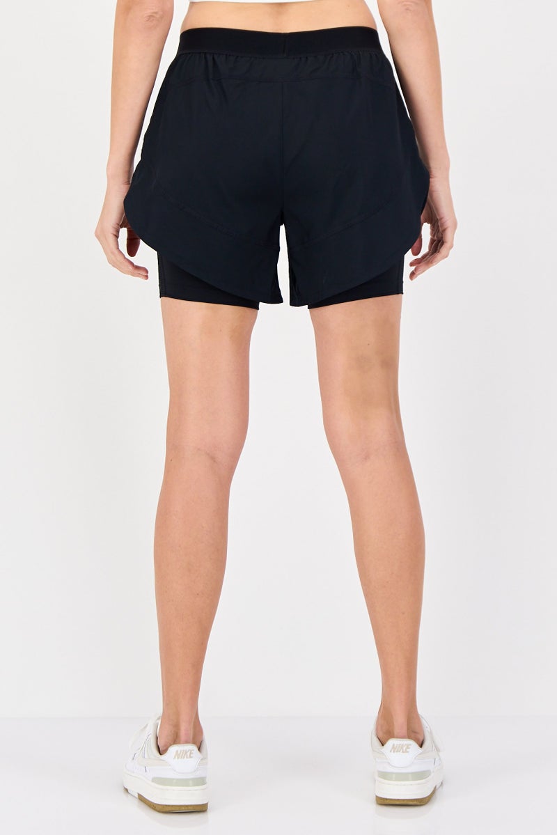 Reebok Women Sportswear Fit 2 in 1 Running Shorts, Black - Image 2