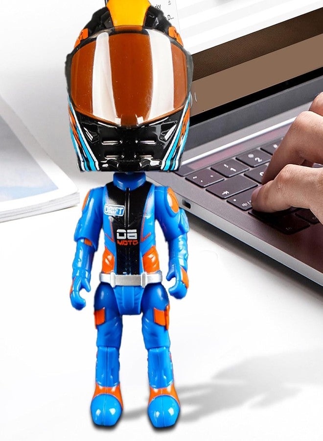UMANI MotoGP Racing Helmet Die-Cast Mini Figure - Transforming Action Collectible Toy, Poseable Metal Character (Blue) - Image 3