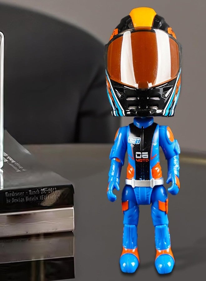 UMANI MotoGP Racing Helmet Die-Cast Mini Figure - Transforming Action Collectible Toy, Poseable Metal Character (Blue) - Image 2